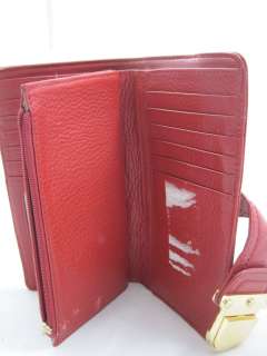 Michael Kors Charlton Top Zip Continental RED Leather Wallet 