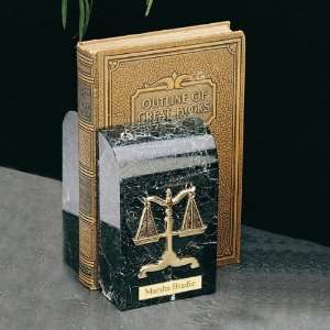  Gold Plated Marble Legal Scales Bookends 