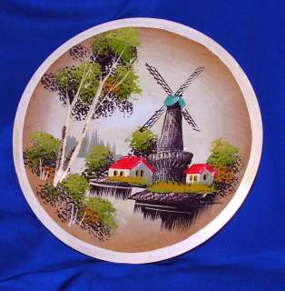   ART SOUVENIR WOOD PLATE   OIL PAINTING OF SHELTER ISLAND NY  