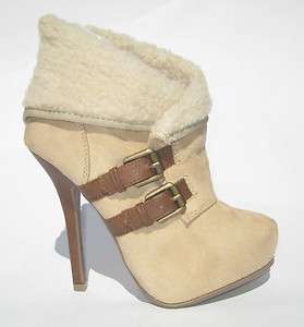   MUST HAVE ANKLE BOOTS~ FAUX SUEDE W/SHEARING INSIDES ~ CREAM  