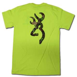 Safety Green Browning Camouflage Buckmark T Shirt   Logo Color Camo 