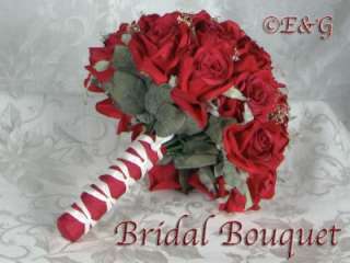 Love SHANTI RED Wedding Bouquet Bride Bridal Bridesmaid Groom Corsage 