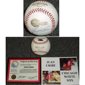  Juan Uribe Signed 2005 World Series Baseball Sports 