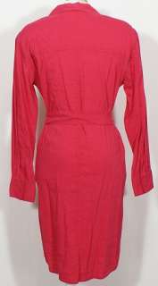 NWT EILEEN FISHER Rhubarb Str Viscose Linen Shirt Dress XL Belted Pink 