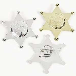   Dozen Gold and Silver Plastic Toy Deputy Sheriff Badges Toys & Games