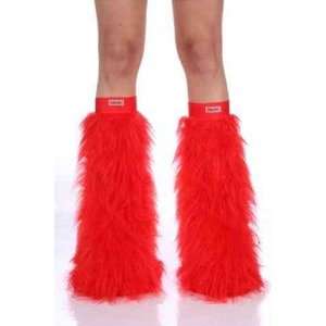  Red Faux Fur Fuzzy Furry Legwarmers 