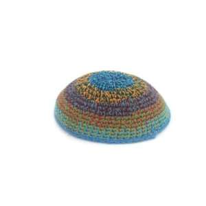  16 cm. Rainbow Colored Wool Knitted Kippah Everything 