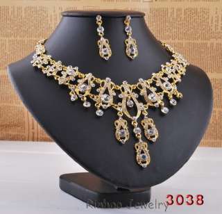 Wholesale 6sets gold plate high grade alloy wedding necklace earrings 