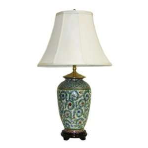   Green Swirl with Colored Flowers Lamp with Shade 12