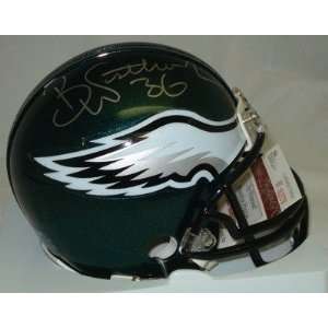  Brian Westbrook Signed Mini Helmet   Eagles JSA 