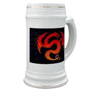 Stein (Glass Drink Mug Cup) Tribal Fire Dragon