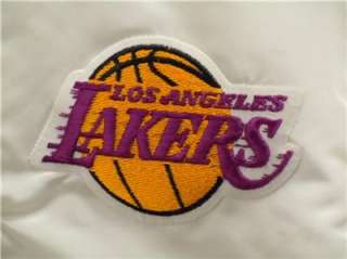 VINTAGE 1980S STARTER NBA LOS ANGELES LAKERS White Satin Jacket Size 
