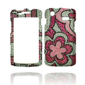 Red Flower Full Diamond Bling Snap on Design Case Hard Case Skin Cover 