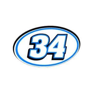 34 Number Jersey Nascar Racing   Blue   Window Bumper 