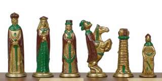 Metal Hand Painted Lotario Pope Papacy Chess Pieces Set  