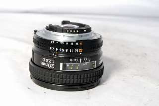 Nikon AF Nikkor 20mm f2.8 D Lens with HB 4 hood & L37c filter made in 