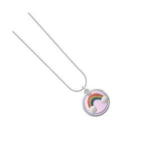 Rainbow Light Purple Pearl Acrylic Pendant Snake Chain Charm Necklace 