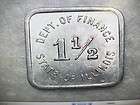 DEPT OF FINANCE STATE OF ILLINOIS 1 1/2 CT.TOKEN  2305  