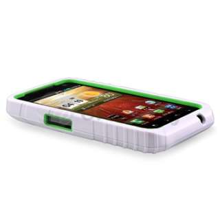 WHITE GREEN IMPACT V2 HYBRID HARD CASE COVER FOR LG ESTEEM MS910 PHONE 