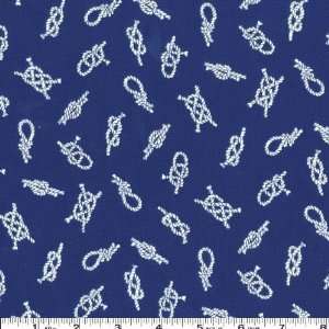    Wide Nautical Knots Navy Fabric By The Yard Arts, Crafts & Sewing