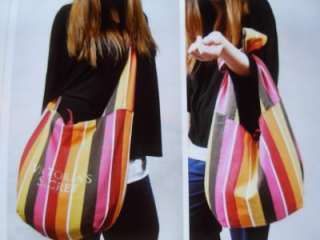 Victorias Secret Multi Color Stripe Shopper Shopping Bag Handbag 