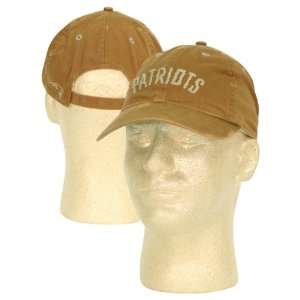 New England Patriots Weathered Look Slouch Style Adjustable Hat  Tan 