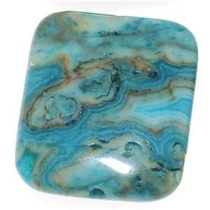  Turquoise Blue Crazy Lace Agate (D) Puff Rectangle Beads 