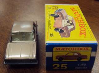   1968 Matchbox Lesney #25 Brown Ford Cortina Car w/ Original Box  