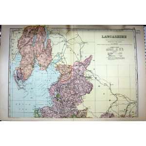  MAP BRITAIN 1895 LANCASHIRE LAKE DISTRICT LANCASTER