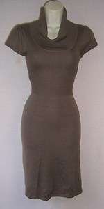   Brown Cap Sleeve Draped Cowl Neck Sweater Dress XS 0 2 NWT  