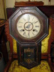 Antique 1882 Ansonia Schoolhouse Regulator Clock w/Key  