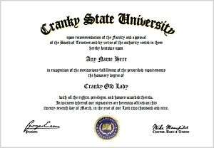 Cranky Old Lady Diploma   Cranky Old Lady Lover Diploma  