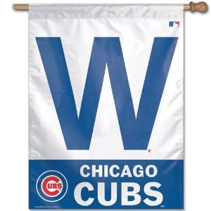  Chicago Cubs Wrigley Field Blue W Win Vertical Flag 27 x 