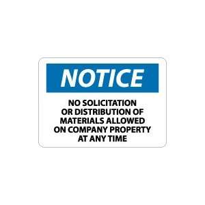  OSHA NOTICE No Solicitation Or Distribution Of Materials 