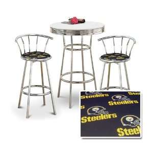  Chrome Bar Table & 2 Chrome 29 Pittsburgh Steelers NFL 