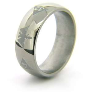  8mm Domed Titanium Scottish Rite Eagle Ring Jewelry