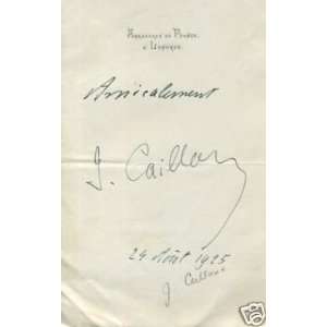  Joseph Caillaux Prime Minister France Signed Autograph 