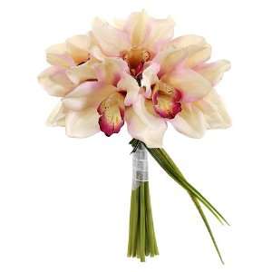  Faux 10 Cymbidium Orchid Bouquet Pink Burgundy (Pack of 12 