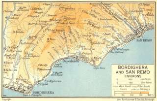 ITALY Piedmont Liguria Bordighera San Remo, 1953 map  