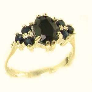 Ladies Contemporary Solid Yellow Gold Natural Deep Blue Sapphire Ring 
