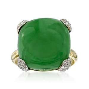 16mm Jade Ring In 14kt Yellow Gold Jewelry