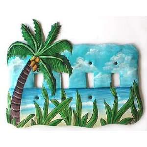   Coconut Palm Tree Metal Switch Plate   4 Holes