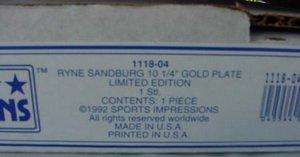 Chicago Cubs Ryne Sandberg collector Plate Limited Production box 