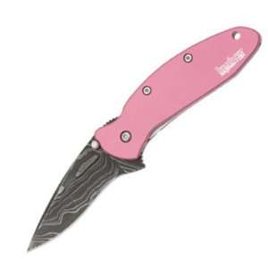  Kershaw Damascus Scallion Assisted Opening Pink Handles 