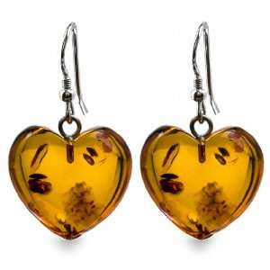   Amber and Sterling Silver Heart Earrings Ian and Valeri Co. Jewelry