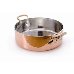 Mauviel 215201   Copper Hammered Saute Pan with Heavy Bronze Handles 