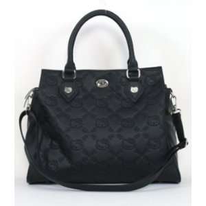   Kitty Black Embossed Faux Leather Satchel Bag Purse 