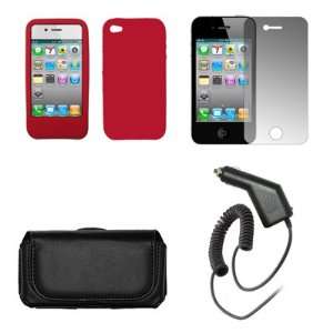  Apple iPhone 4 / iPhone 4G Premium Black Leather Carrying 