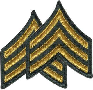 Olive & Gold US Army Sergeant E 5 SGT Insignia Set  