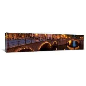  Amsterdam Bridge at Night   Gallery Wrapped Canvas   Museum 